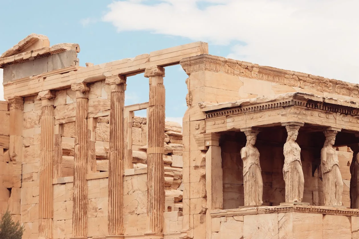 Caryatid figures on the Erechtheion porch, Acropolis of Athens