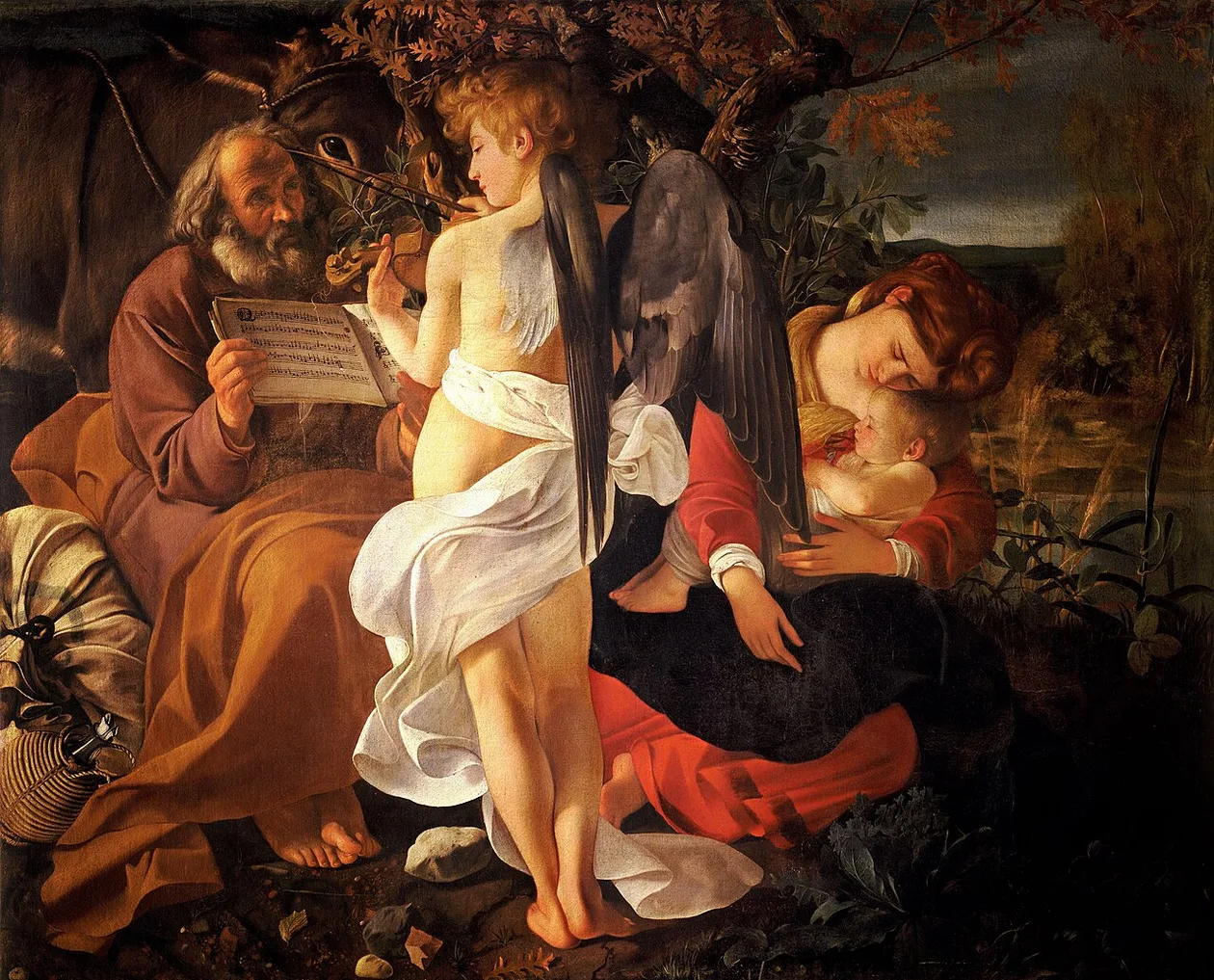 Caravaggio — Rest on the Flight into Egypt, c.1597, Doria Pamphilj Gallery
