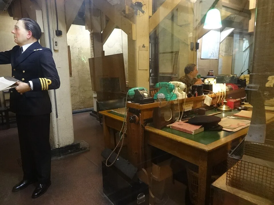 Churchill War Rooms — the underground bunker corridor at Clive Steps, Westminster
